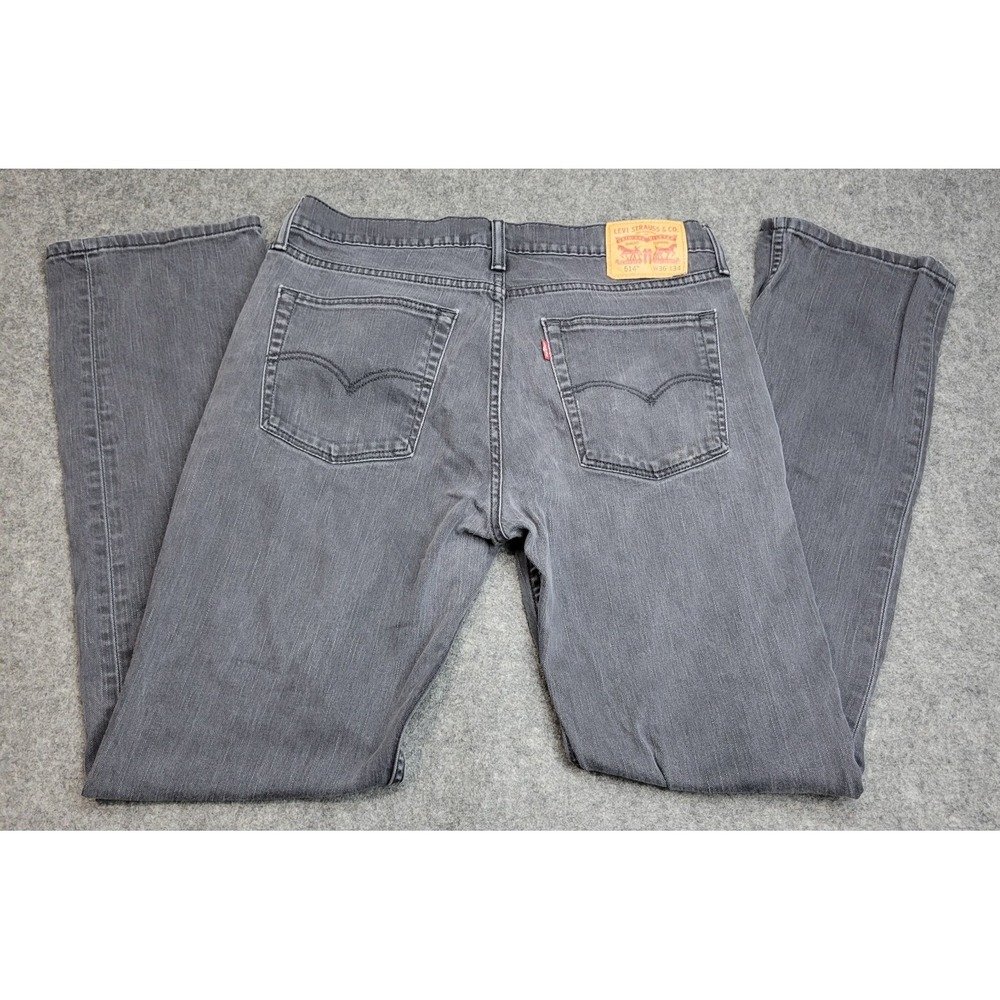 Levis 514 Jeans Mens 36X34 Gray Denim Red Tab Dark Wash Streetwear Straight Leg